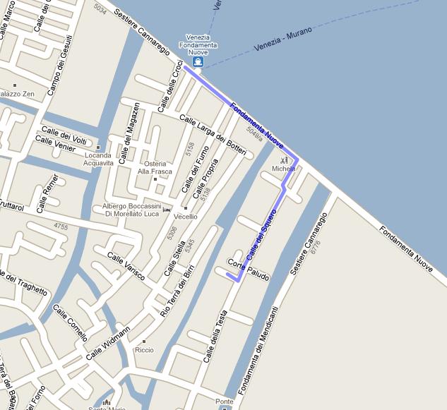 Directions to Ca' Corte from Fondamente Nuove