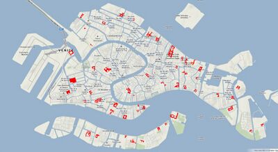 Location of all convents in the city of Venice (excluding the Lagoon Islands)