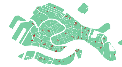 Location of all convents in the city of Venice (excluding the Lagoon Islands)