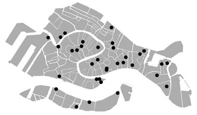 Location of all demolished churches in Venice (excluding the Lagoon Islands)
